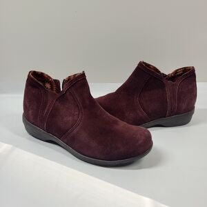 Revitalign Burgundy Suede Ankle Boot Women's Sz 9.5 Comfort Shoe